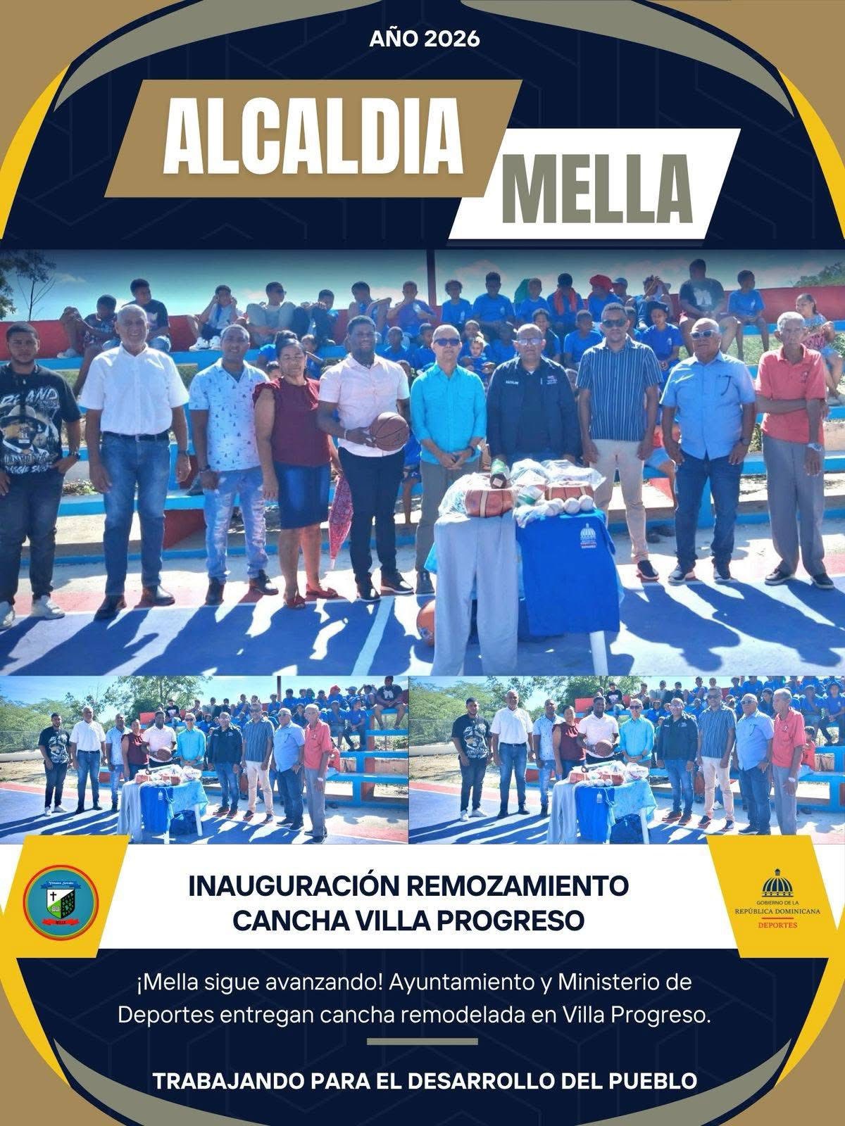 Alcaldía de Mella entrega cancha completamente remozada en Villa Progreso a través del Presupuesto Participativo 2026.
