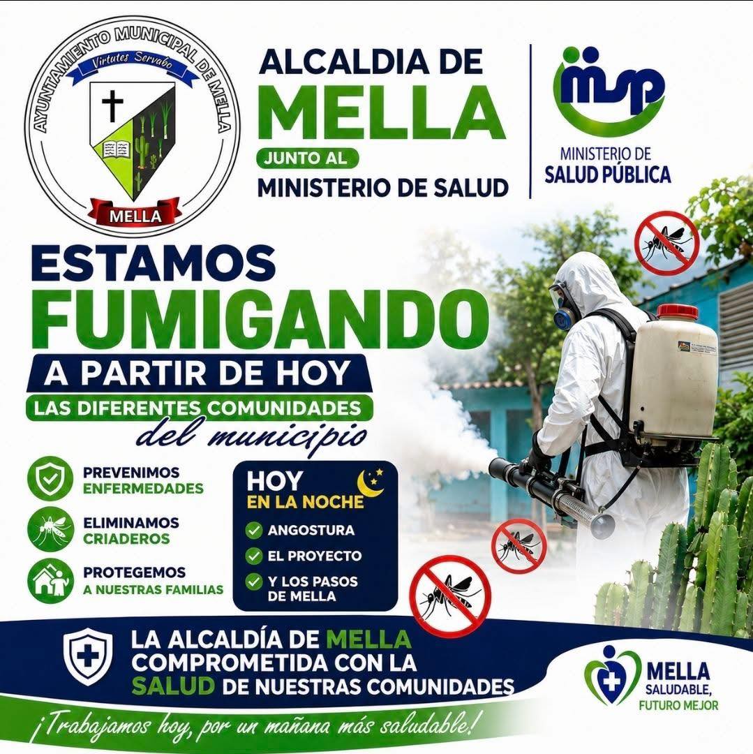 Concluimos con éxito las jornadas de fumigación en todas las comunidades de nuestro municipio de Mella.