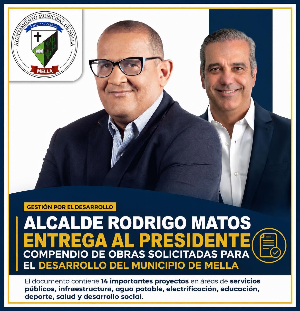 Alcalde Rodrigo Matos entrega al presidente compendio de obras solicitadas para el desarrollo de Mella.